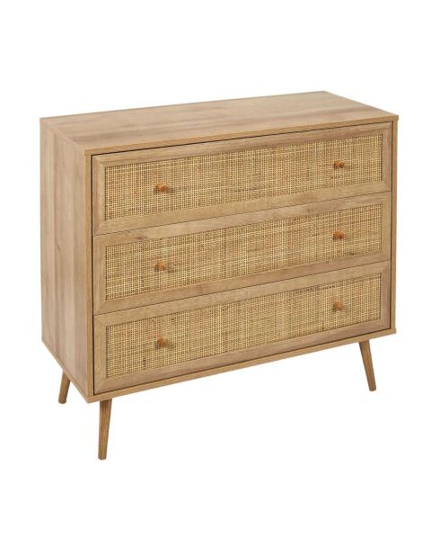 Commode 3 tiroirs Bali marron - 90x79x39 cm