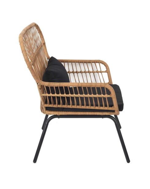 Fauteuil Helsinki Outdoor noir/naturel - 81x96x76 cm
