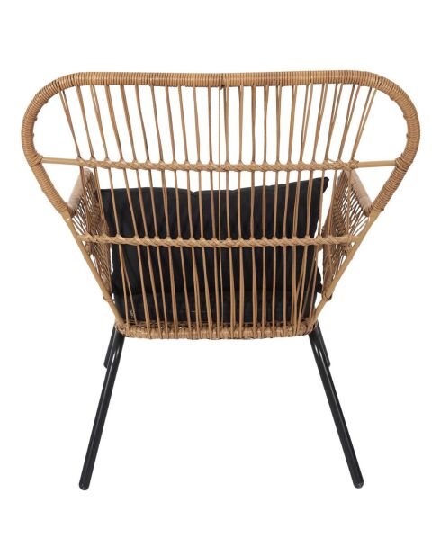 Fauteuil Helsinki Outdoor noir/naturel - 81x96x76 cm