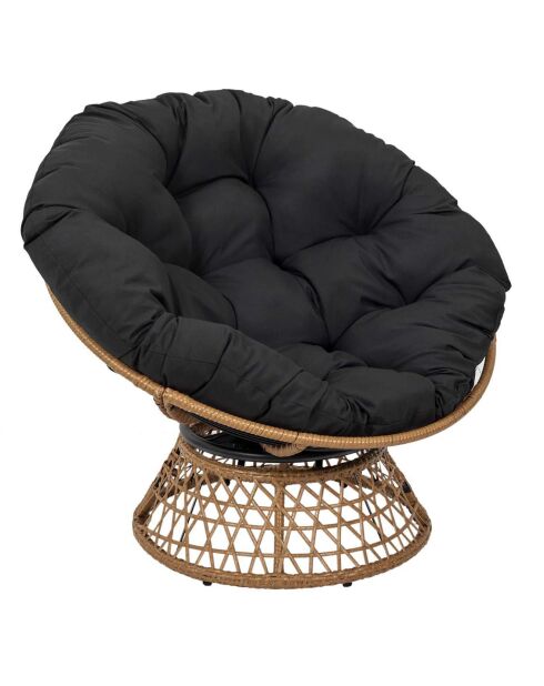 Fauteuil Cancun noir/naturel - 100x90x100 cm