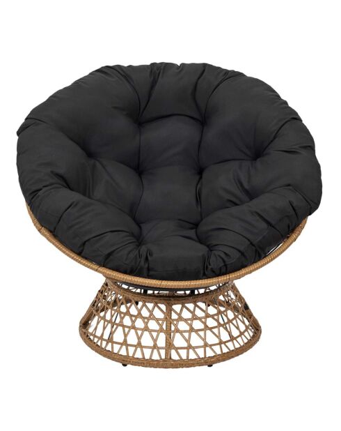 Fauteuil Cancun noir/naturel - 100x90x100 cm