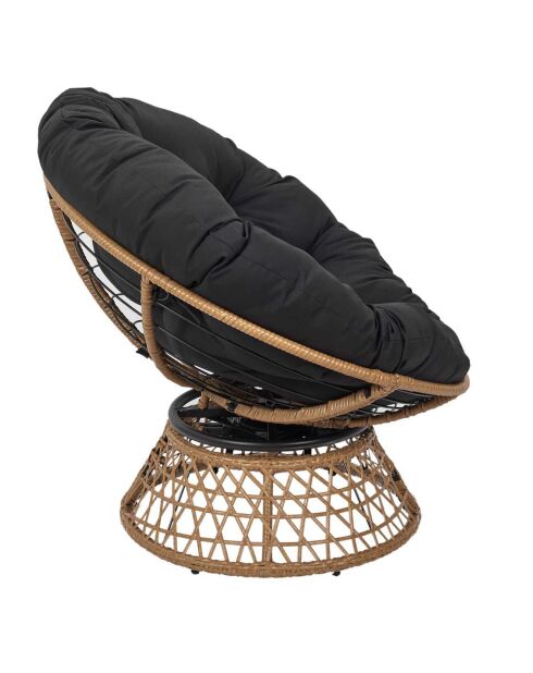 Fauteuil Cancun noir/naturel - 100x90x100 cm