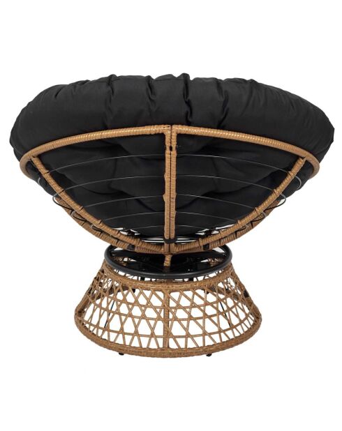 Fauteuil Cancun noir/naturel - 100x90x100 cm