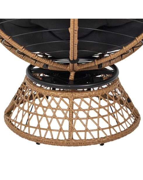 Fauteuil Cancun noir/naturel - 100x90x100 cm