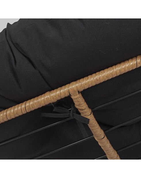 Fauteuil Cancun noir/naturel - 100x90x100 cm