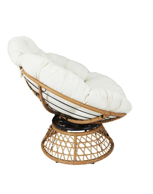 Fauteuil Cancun coussin blanc marron/beige - 100x90x100 cm