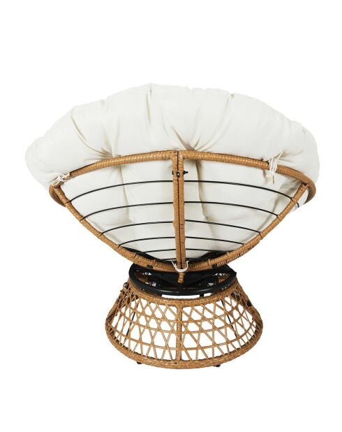 Fauteuil Cancun coussin blanc marron/beige - 100x90x100 cm