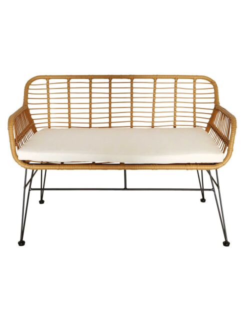 Banc Surabaya coussin marron/noir/beige - 116x80x70 cm