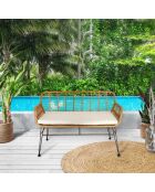Banc Surabaya coussin marron/noir/beige - 116x80x70 cm