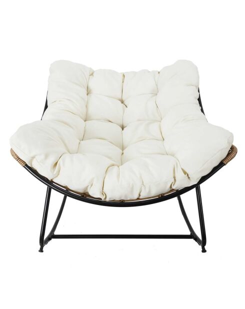 Fauteuil à bascule Tulum coussin marron/noir/beige - 96x73x114 cm