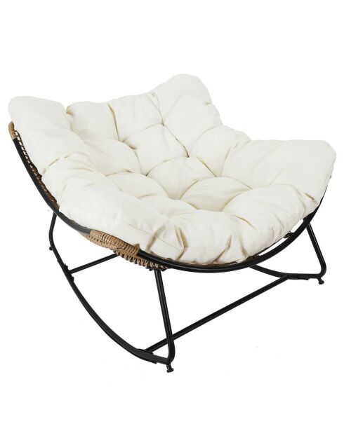 Fauteuil à bascule Tulum coussin marron/noir/beige - 96x73x114 cm