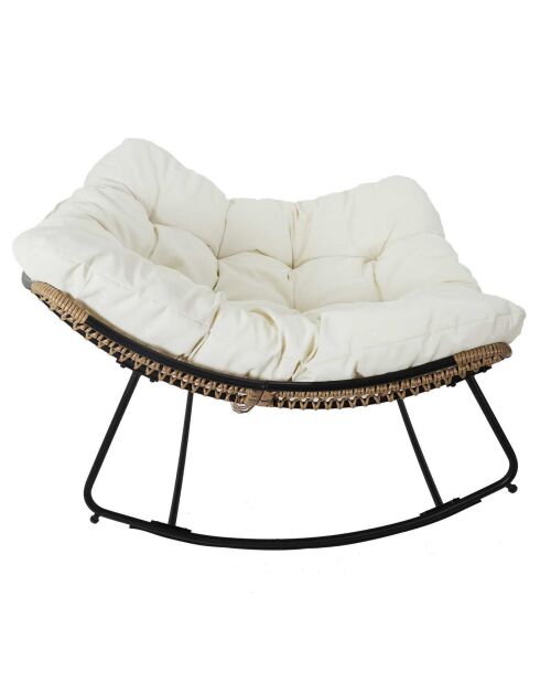 Fauteuil à bascule Tulum coussin marron/noir/beige - 96x73x114 cm