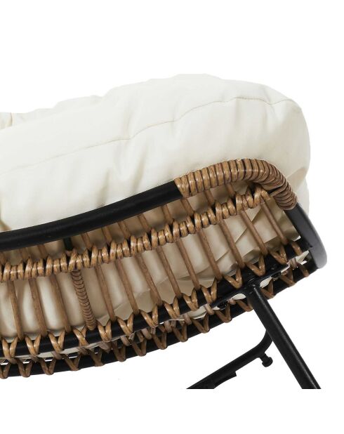 Fauteuil à bascule Tulum coussin marron/noir/beige - 96x73x114 cm