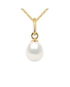 Pendentif Bélière Or Jaune & Perle de Culture d'Eau Douce Poire blanc naturel