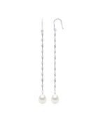 Boucles d'oreilles pendantes Argent & Perles de Culture d'Eau Rondes blanc naturel