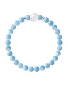 Elastisches Glücksbringerarmband mit Blumen aus Sterlingsilber und himmelblauem Aquamarin