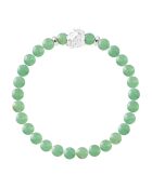 Braccialetto portafortuna in argento Sterling e avventurina verde con fiori elastici
