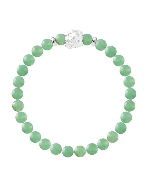 Elastisches Glücksbringerarmband mit Blumen aus Sterlingsilber und grünem Aventurin