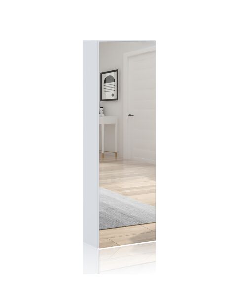 Armoire à chaussures avec miroir blanche - 160x50.5x28 cm