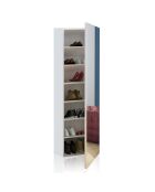 Armoire à chaussures avec miroir blanche - 160x50.5x28 cm