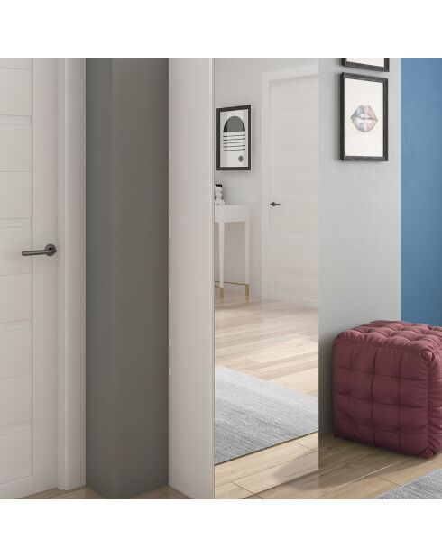 Armoire à chaussures avec miroir blanche - 160x50.5x28 cm