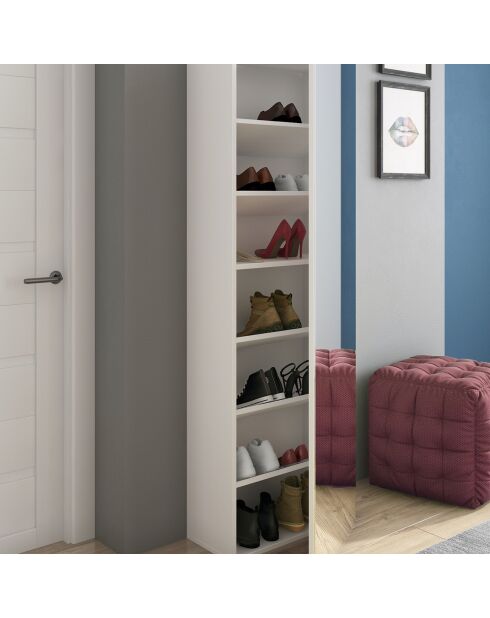 Armoire à chaussures avec miroir blanche - 160x50.5x28 cm