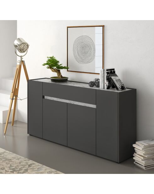 Buffet tonya marble gris - 85x172x39.5 cm