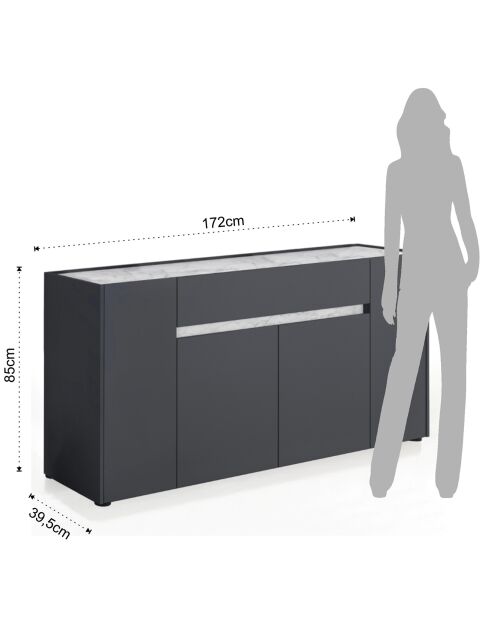 Buffet tonya marble gris - 85x172x39.5 cm