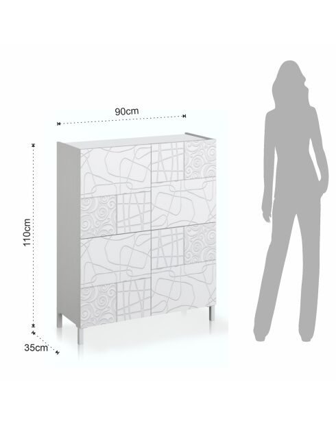 Armoire haute eddy blanche - 110x90x35 cm