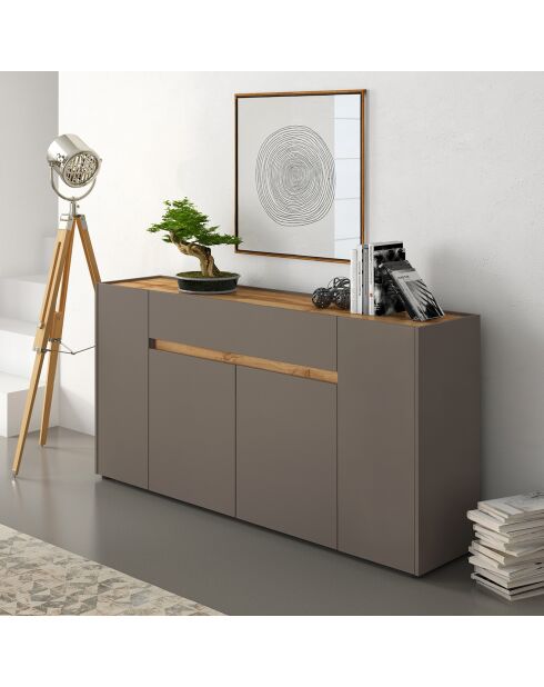 Buffet en bois de tonya gris - 85x172x39.5 cm