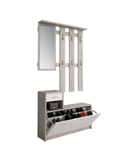 Meuble d'entrée ken gris/blanc - 97x35 cm