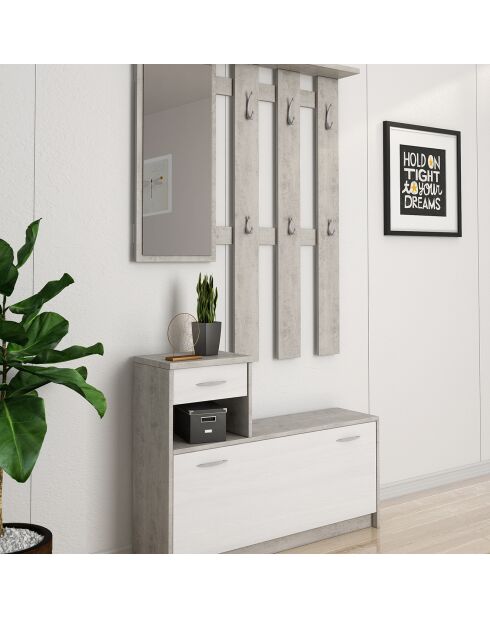 Meuble d'entrée ken gris/blanc - 97x35 cm