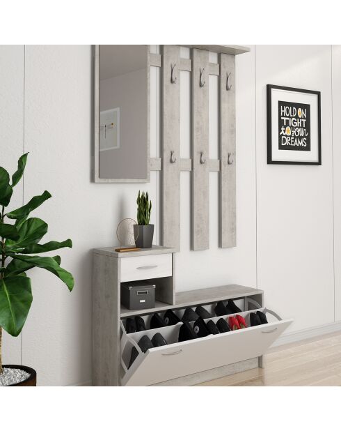 Meuble d'entrée ken gris/blanc - 97x35 cm