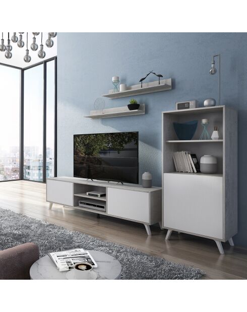 Meuble TV smart blanc - 49x180x40 cm