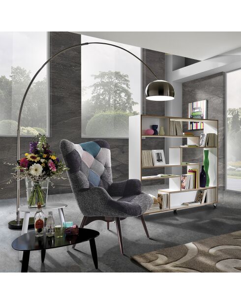 Lampadaire à arc demo chrome - 45x5.5x220-190cm