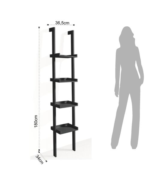 Bibliothèque little kross noire - 180xL36xP34 cm