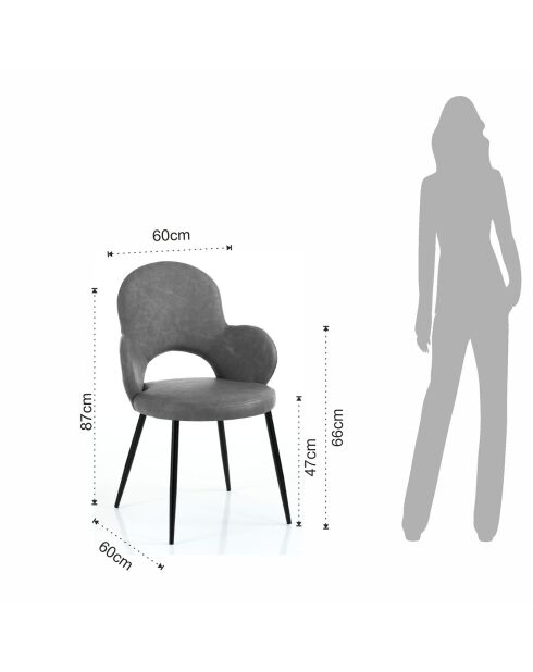 4 Chaises elisabeth gris/noir - 88x57x64 cm