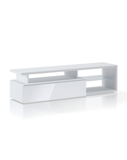 Meuble TV lukyb blanc - 41x160x38/45 cm