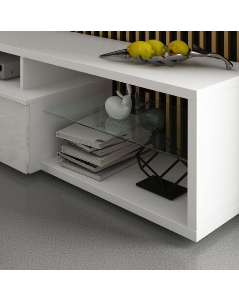 Meuble TV lukyb blanc - 41x160x38/45 cm