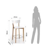 2 Tabourets en bois kyra blancs - 94x47x50 cm