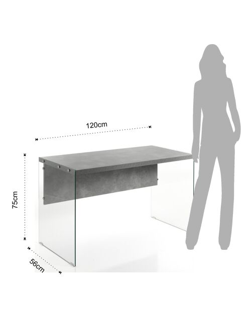 Bureau de nancy ciment - 75x120x56 cm