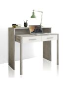 Console/bureau extensible blanc/gris - 88x99x36/66 cm