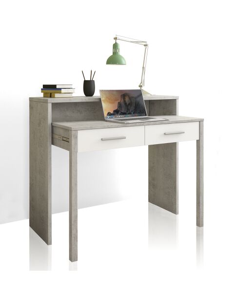 Console/bureau extensible blanc/gris - 88x99x36/66 cm