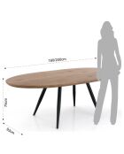 Table à rallonge oval noire - 75x93x160/200 cm