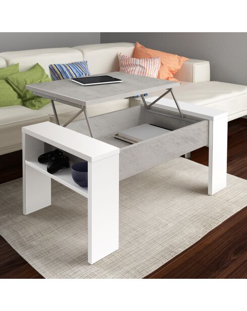 Table basse de conteneur james gris/blanc - 42.5x98.5x50 cm