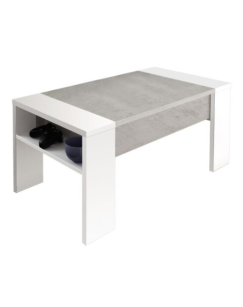 Table basse de conteneur james gris/blanc - 42.5x98.5x50 cm