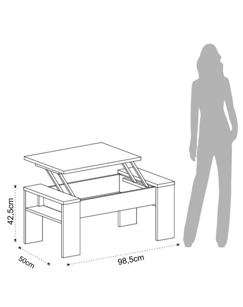 Table basse de conteneur james gris/blanc - 42.5x98.5x50 cm
