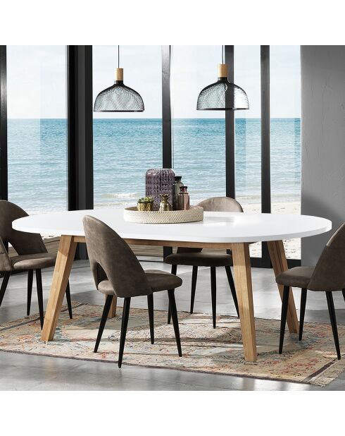 Table à rallonge joker oval chêne/blanc - 78x90x180 cm