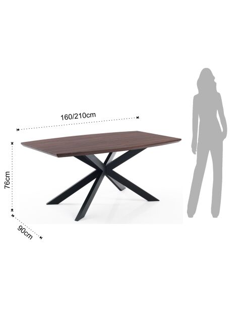 Table à rallonge en bois hics noire - 76x90x160/210 cm