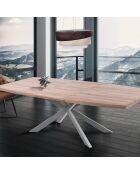 Table à rallonge en bois hics blanc/marron - 76x90x160/210 cm